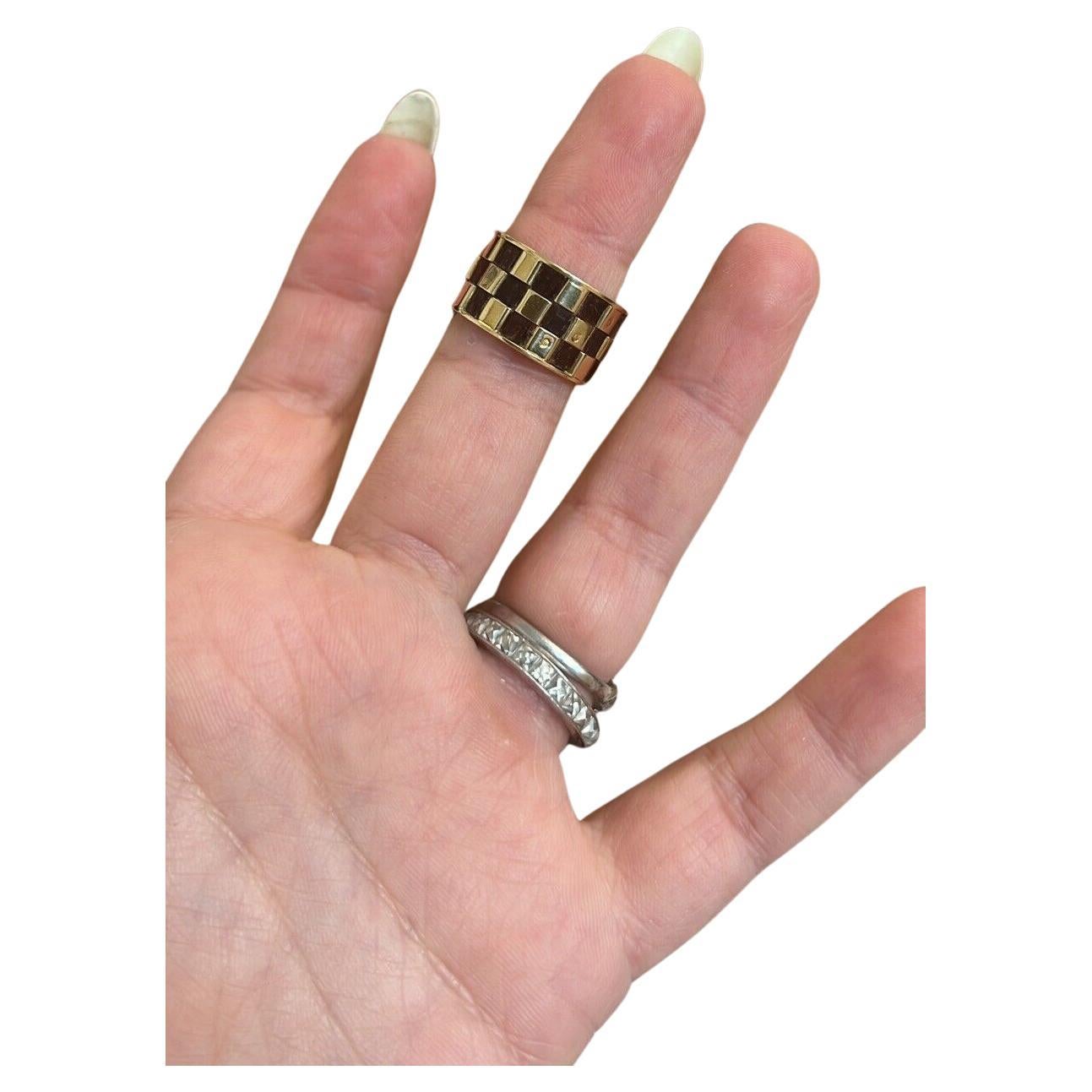 Van Cleef & Arpels Paris 18k Yellow Gold & Wood Checkerboard Ring circa 1970s For Sale
