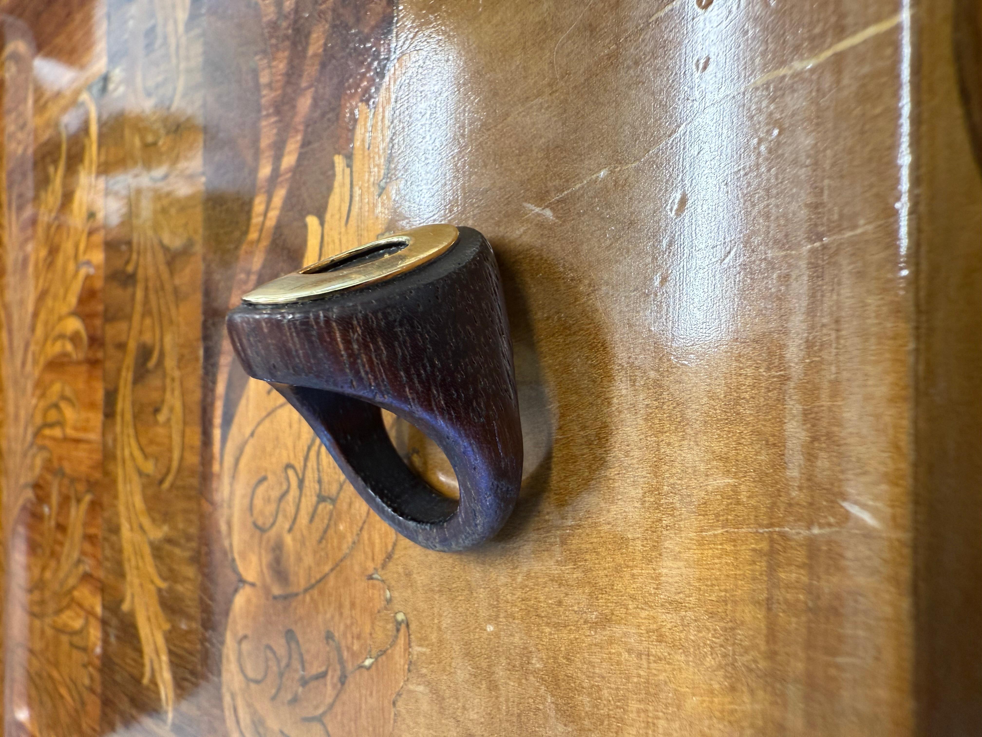 VAN CLEEF & ARPELS PARIS 18k Yellow Gold & Wood Cocktail Ring 1970s Vintage Rare For Sale 1