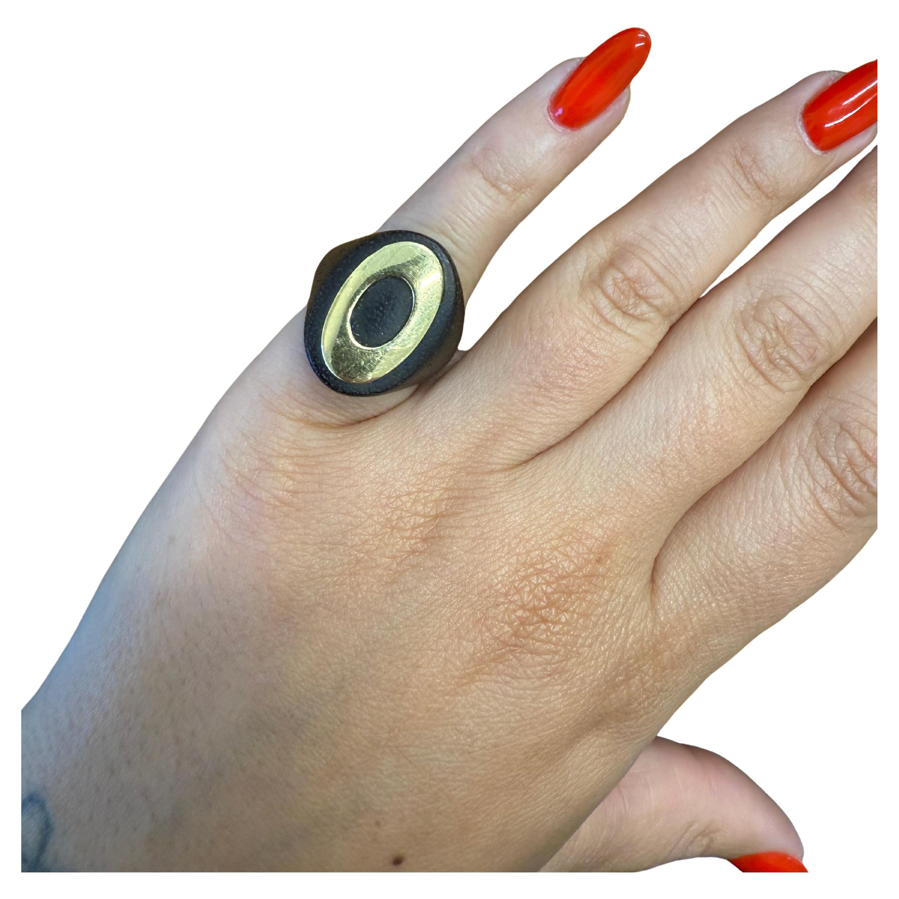 VAN CLEEF & ARPELS PARIS 18k Yellow Gold & Wood Cocktail Ring 1970s Vintage Rare For Sale