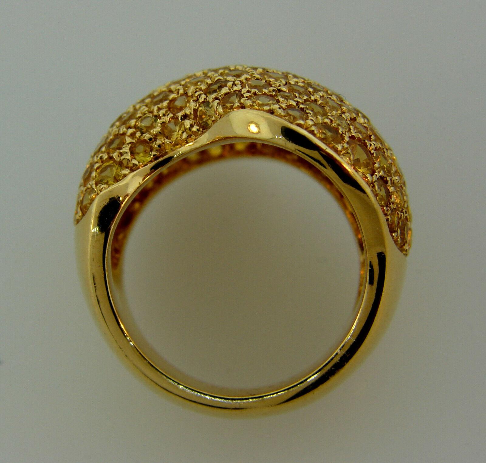 Round Cut Van Cleef & Arpels Paris 18k Yellow Gold & Yellow Sapphire Wave Ring Vintage For Sale