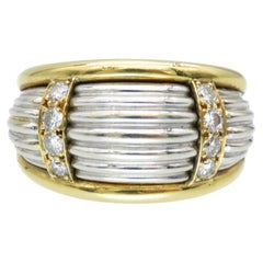 Van Cleef & Arpels Paris 18k Yellow & White Gold & Diamond Cocktail Ring Vintage