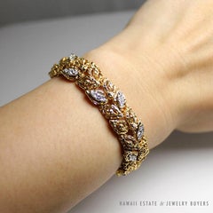 Van Cleef & Arpels Paris 18k YG, Platinum & Diamond Leaf Motif Bracelet C. 1960s