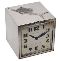 Van Cleef & Arpels Paris 1932 Art Deco Mechanical Desk Clock Box Sterling Silver