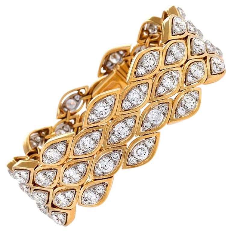 Van Cleef & Arpels Paris 1970s Diamond Gold and Platinum Bracelet