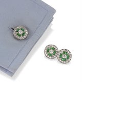Van Cleef & Arpels Paris Art Deco Diamond Emerald Platinum and Gold Dress Set