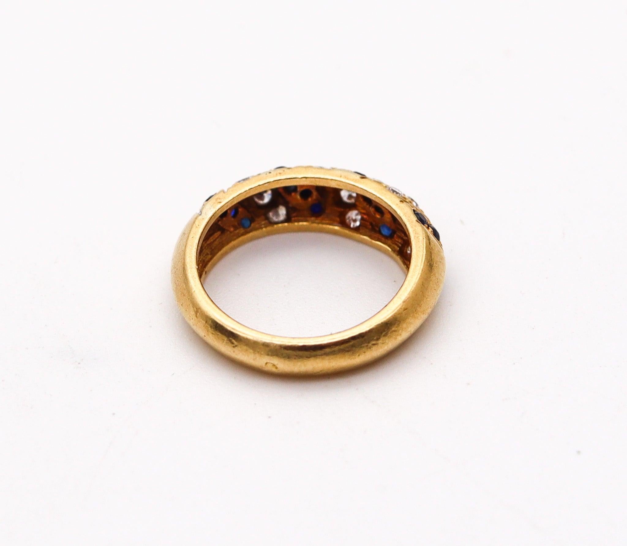 VAN CLEEF & ARPELS Paris Band Ring In 18Kt Gold With Diamonds And Sapphires For Sale 1