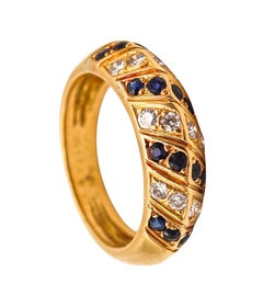 VAN CLEEF & ARPELS Paris Bague jonc en or 18 carats avec diamants et saphirs
