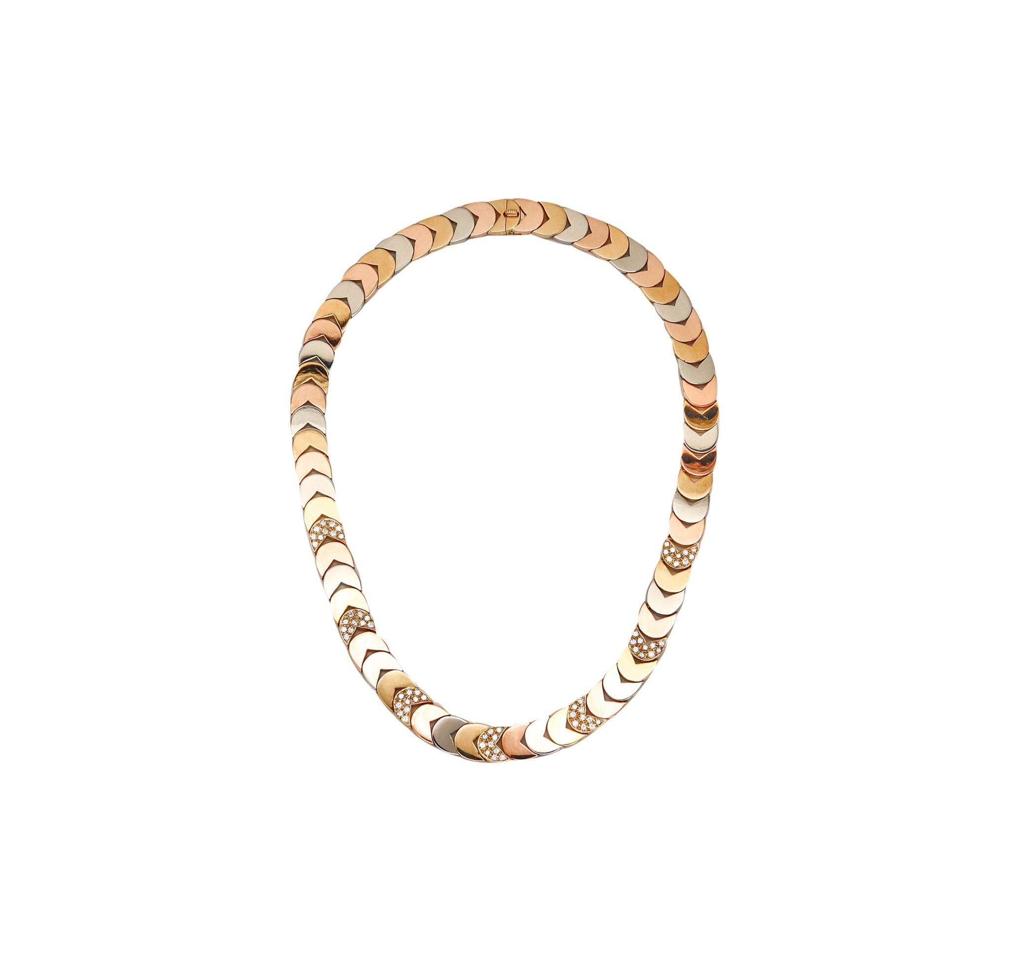 VAN CLEEF & ARPELS Paris Collar Necklace In Three colors 18Kt Gold With Diamonds 1
