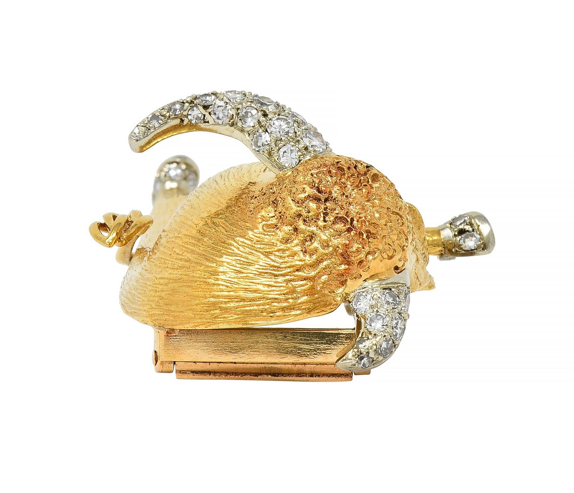 Van Cleef & Arpels Paris Diamond 18K Gold Whimsical Taurus Zodiac Brooch 5