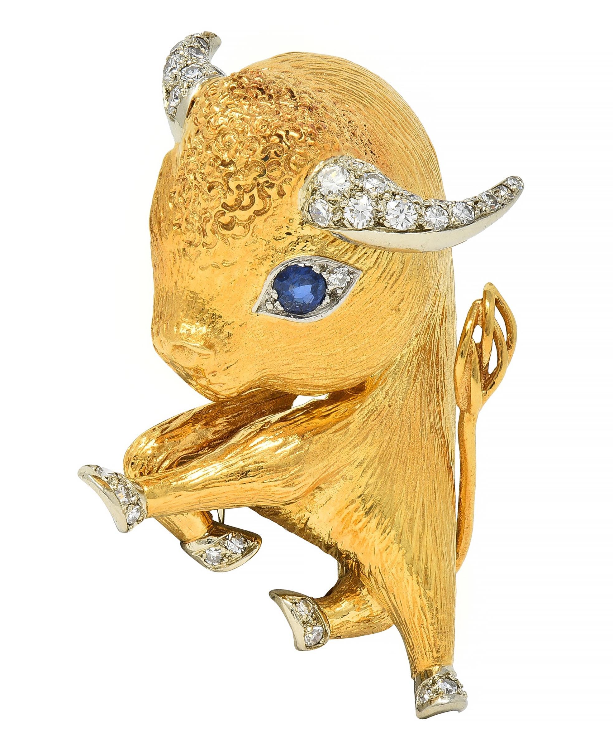 Van Cleef & Arpels Paris Diamond 18K Gold Whimsical Taurus Zodiac Brooch 6