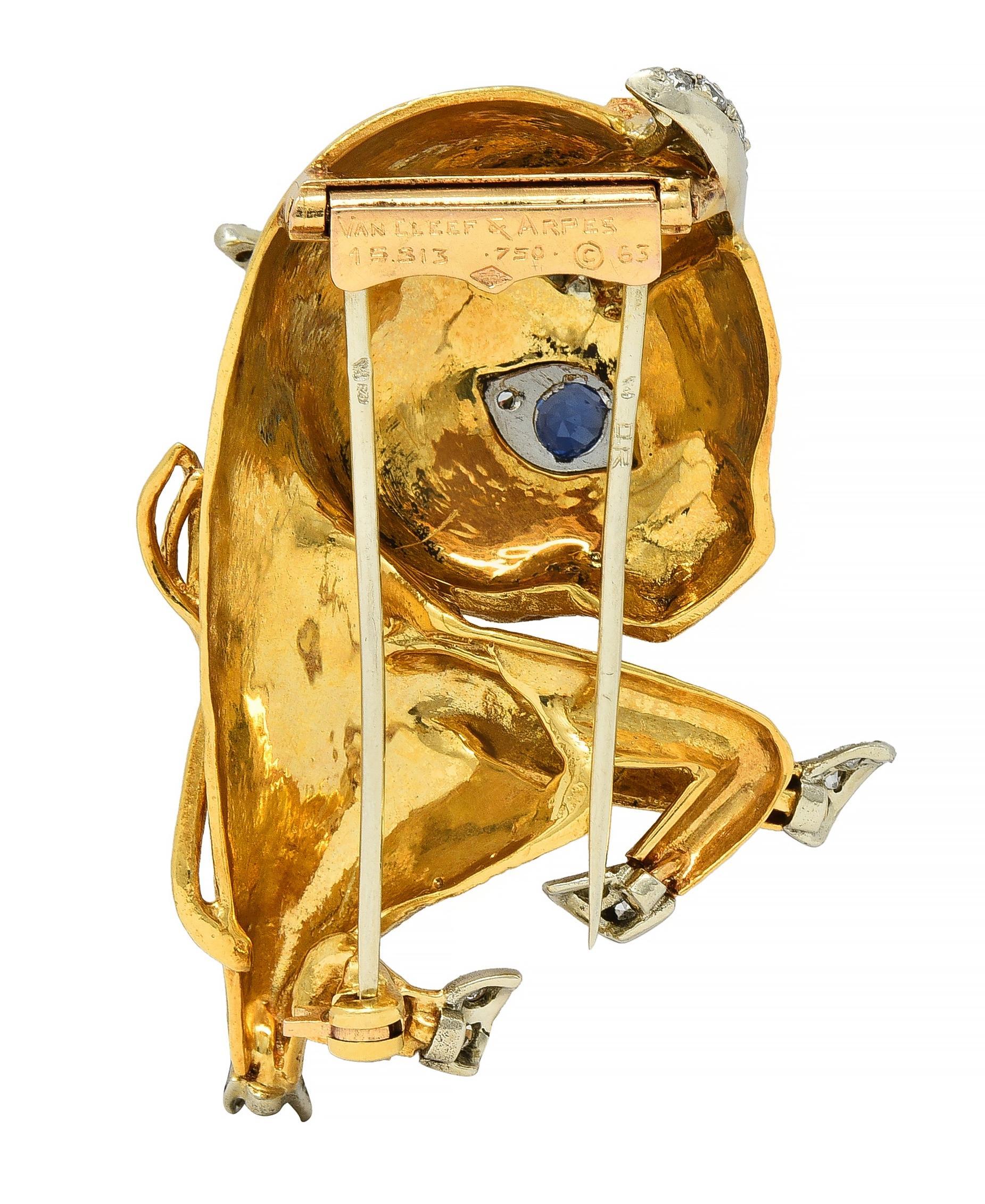 Round Cut Van Cleef & Arpels Paris Diamond 18K Gold Whimsical Taurus Zodiac Brooch