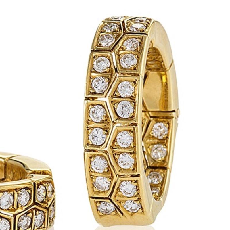 Women's Van Cleef & Arpels Paris Diamond and Gold Hoop Earrings