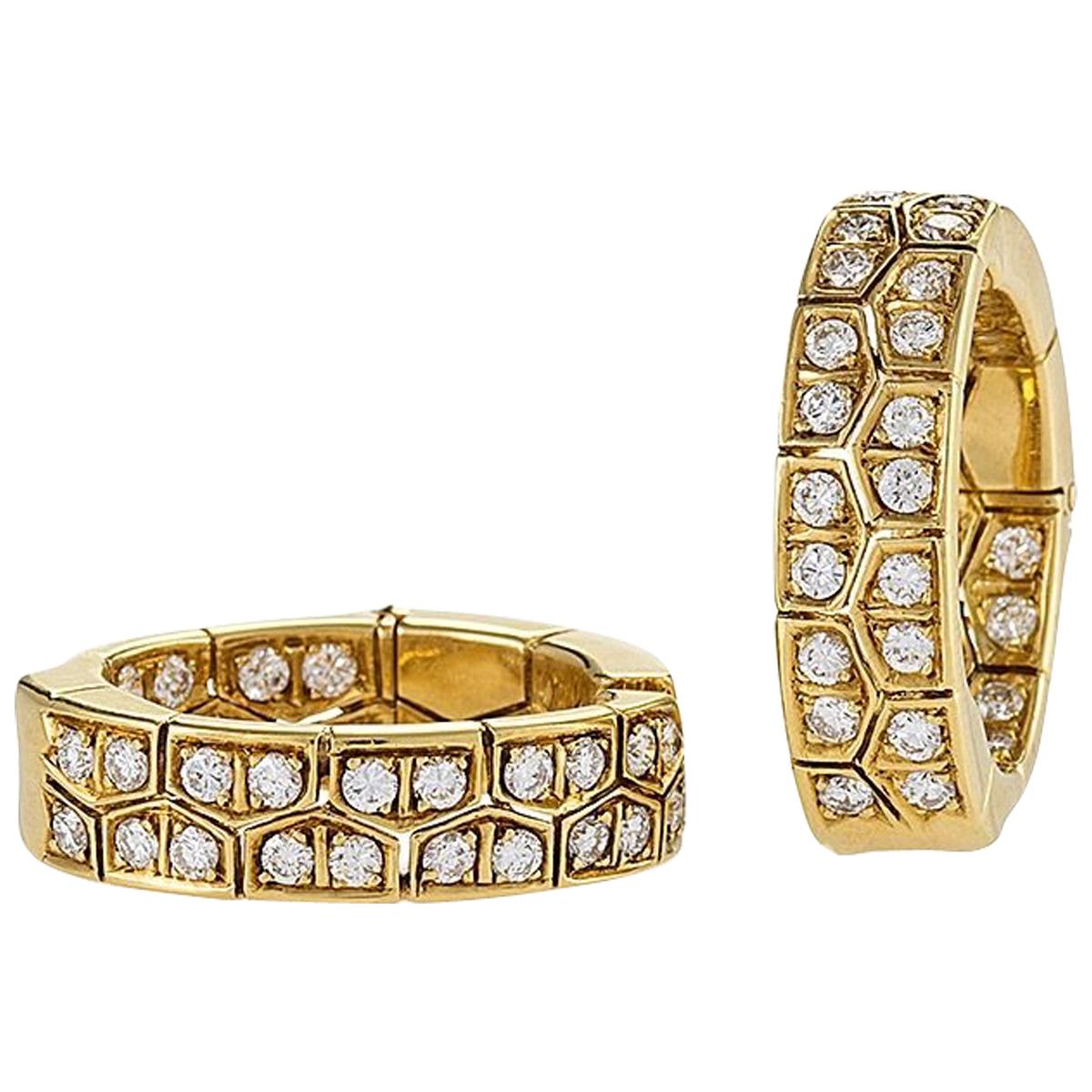 Van Cleef & Arpels Paris Diamond and Gold Hoop Earrings