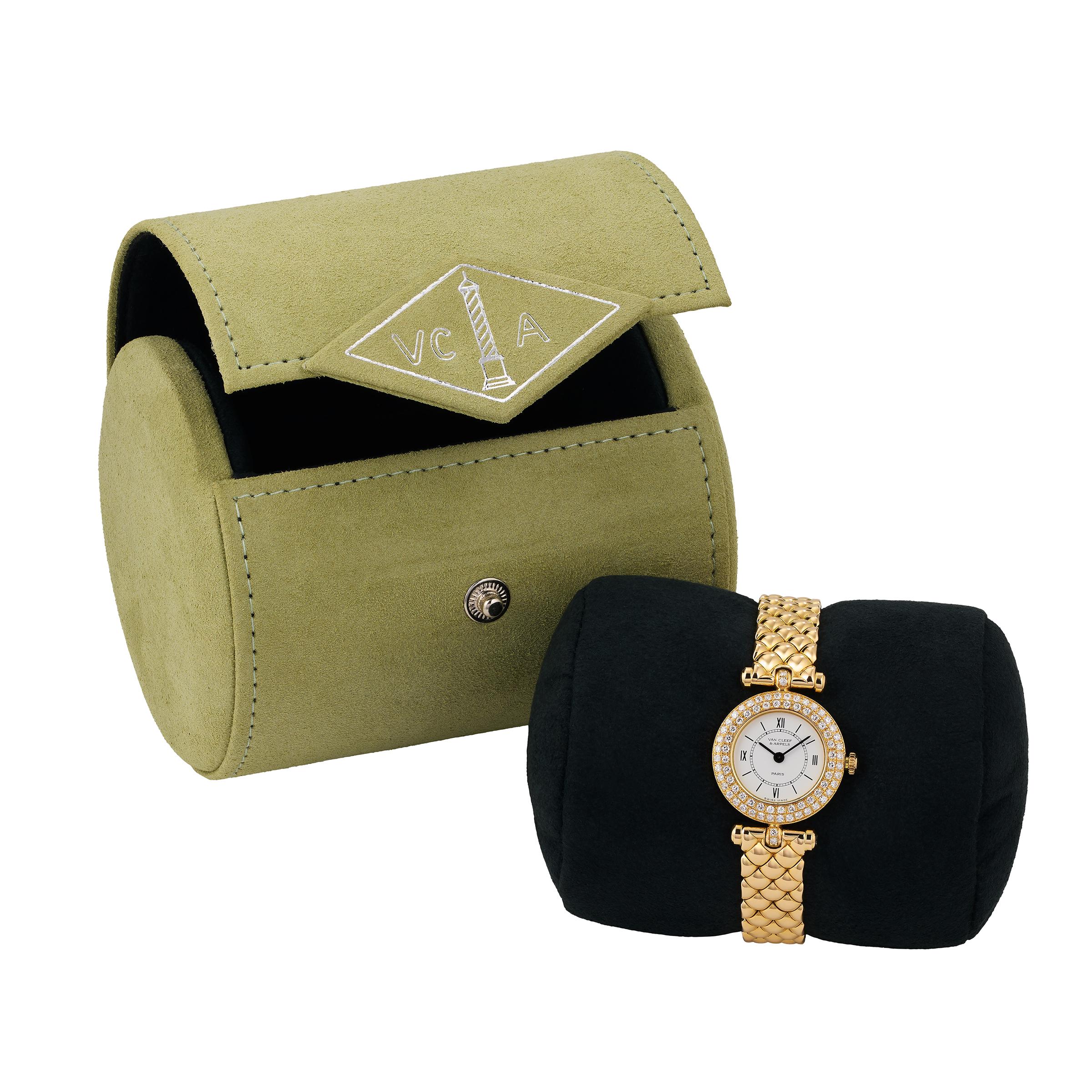 Van Cleef & Arpels Paris Diamant Classique Damenuhr aus 18 Karat Gelbgold mit Diamanten für Damen oder Herren im Angebot