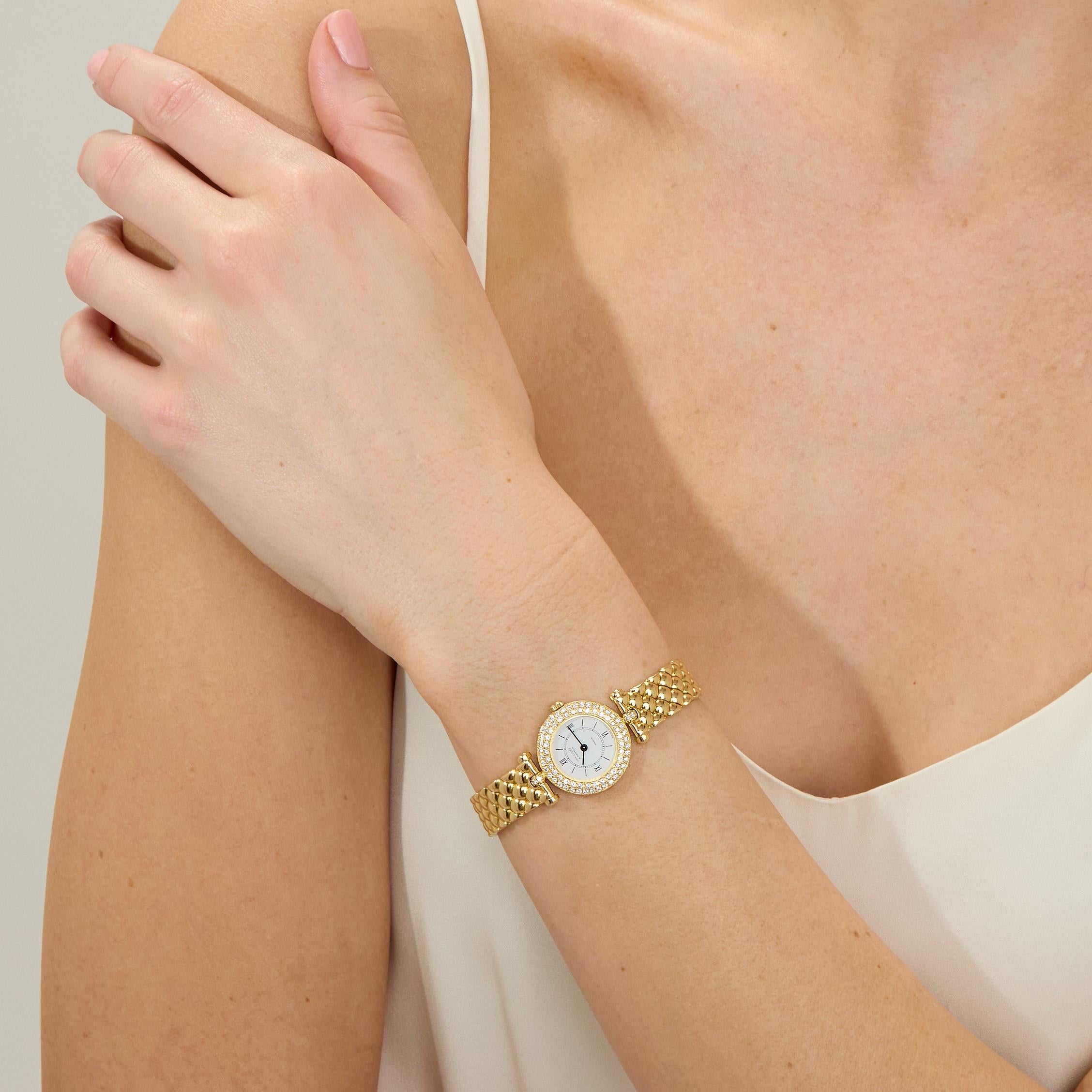 Van Cleef & Arpels Paris Diamant Classique Damenuhr aus 18 Karat Gelbgold mit Diamanten im Angebot 2
