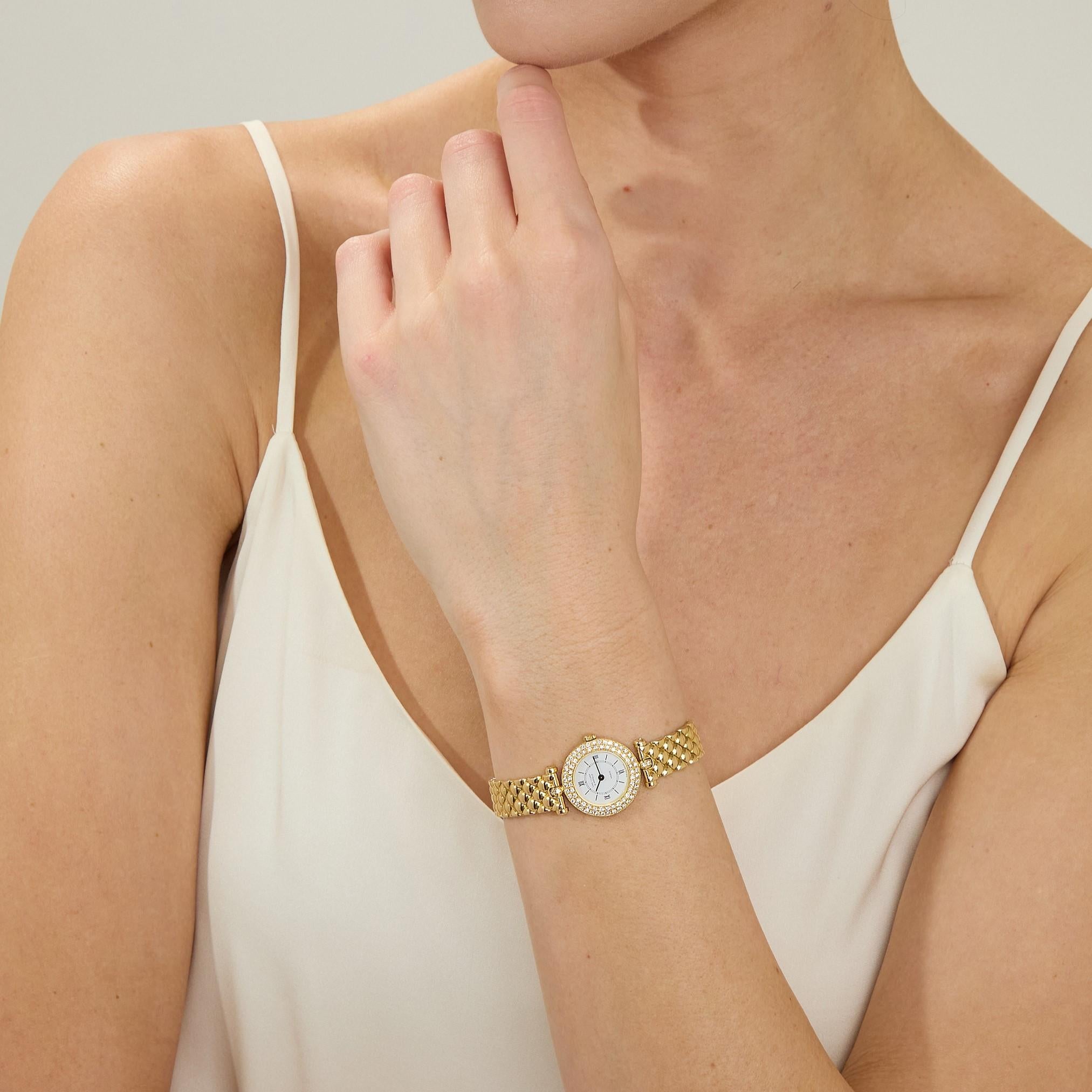 Van Cleef & Arpels Paris Diamant Classique Damenuhr aus 18 Karat Gelbgold mit Diamanten im Angebot 3