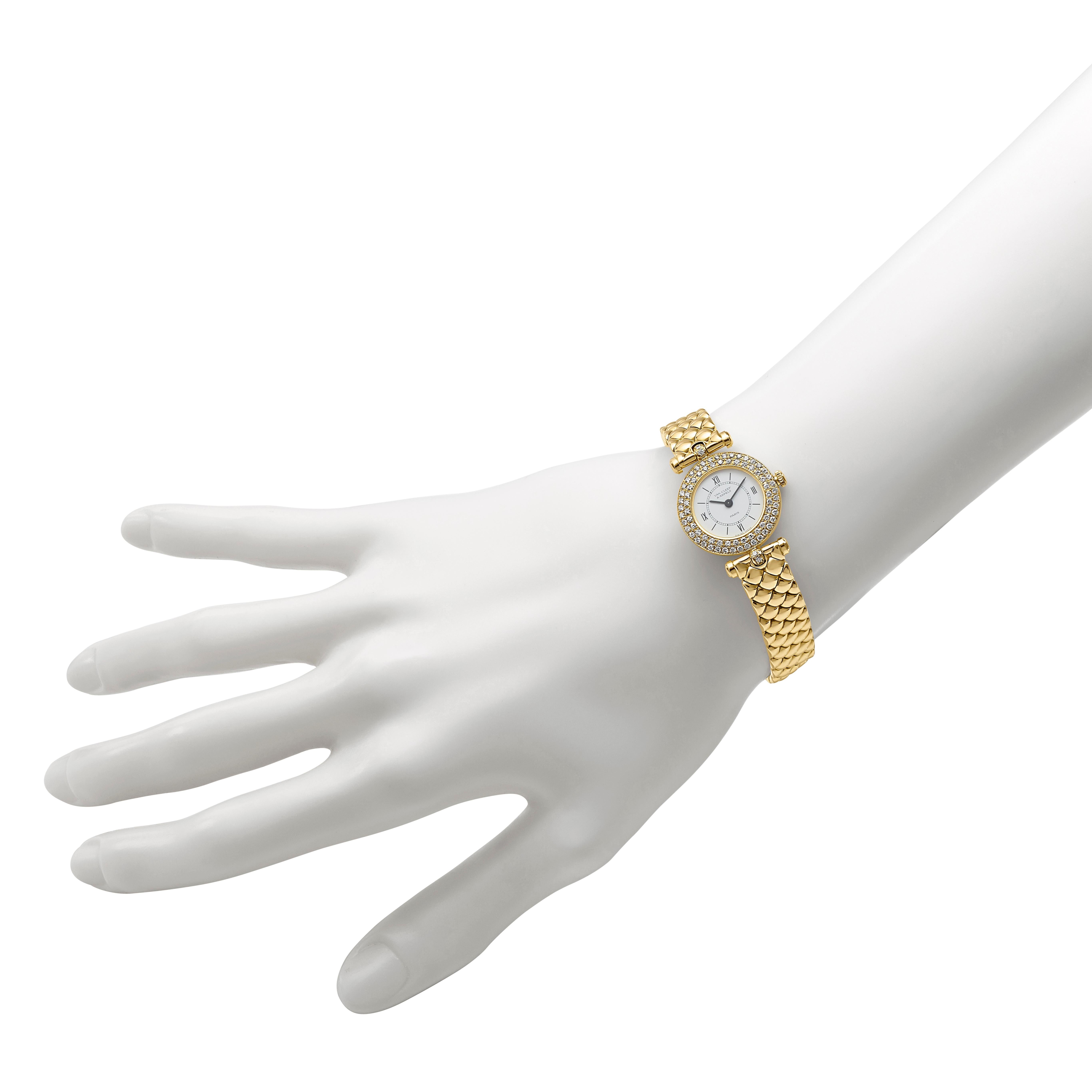 Van Cleef & Arpels Paris Diamant Classique Damenuhr aus 18 Karat Gelbgold mit Diamanten im Angebot 4