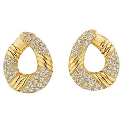 Van Cleef & Arpels Paris Diamond Gold Clip Hoop Earrings
