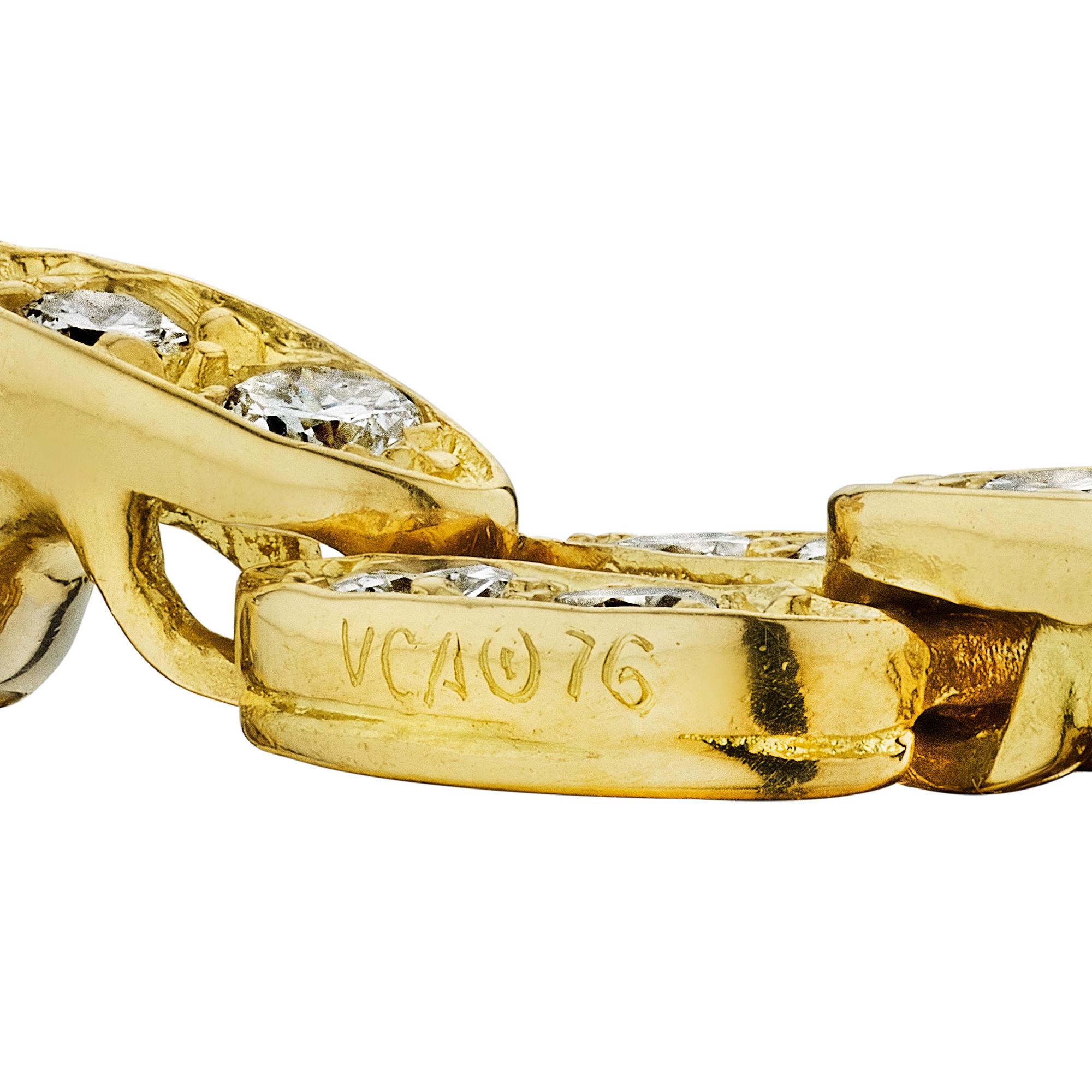 Taille ronde Van Cleef & Arpels Paris Bracelet à maillons en or et diamants en vente