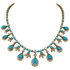 Van Cleef & Arpels Paris Diamond Turquoise Necklace