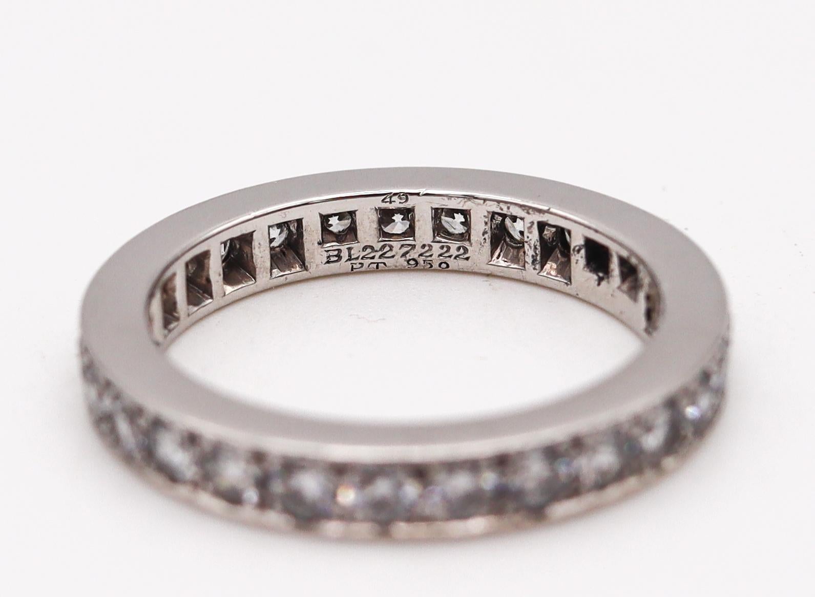 An eternity ring designed by Van Cleef & Arpels.

Beautiful contemporary eternity ring band, created in Paris France by the iconic jewelry house of Van Cleef & Arpels. This piece has been crafted in solid platinum .950/.999 with high polished finish