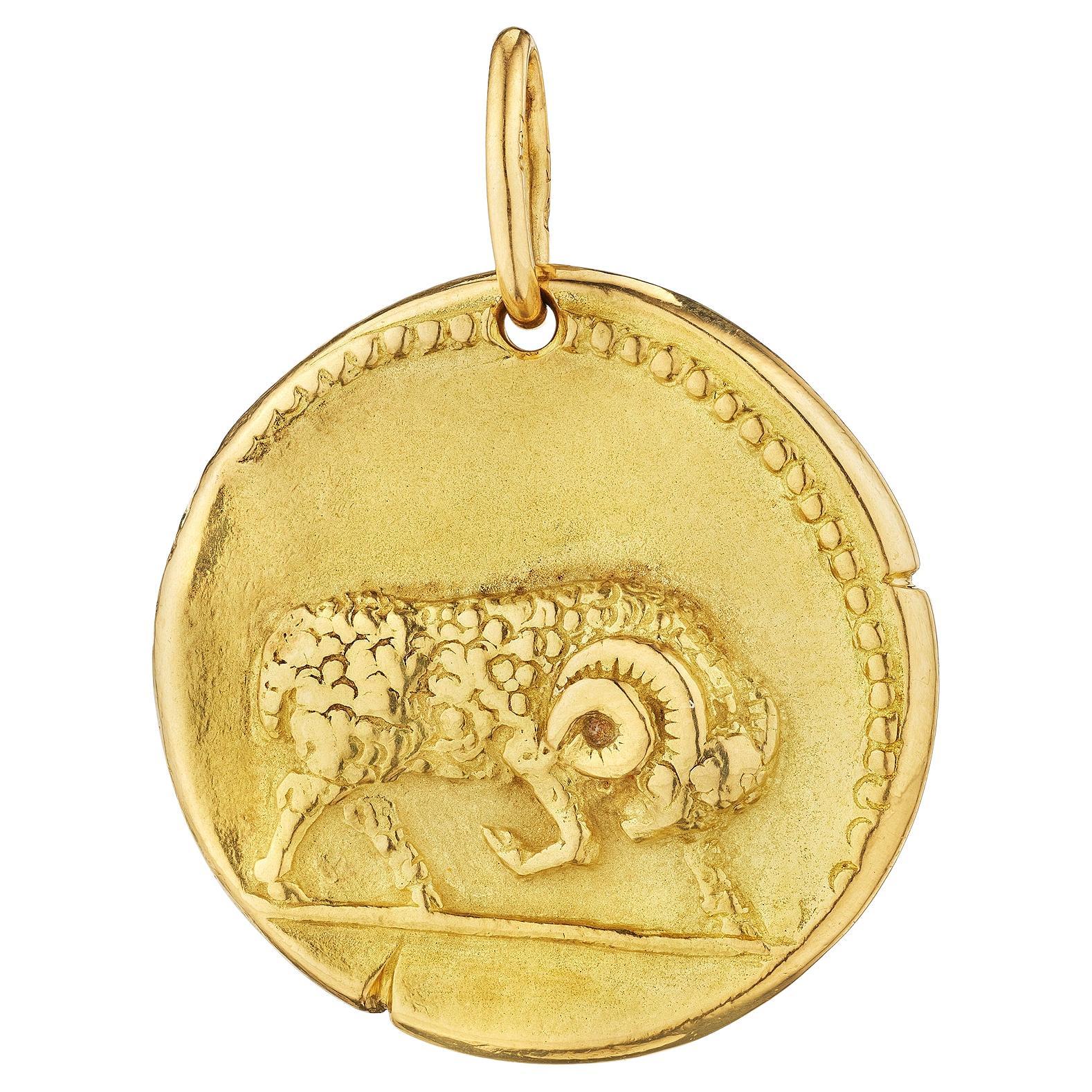 Van Cleef & Arpels Paris Georges L'Enfant Aries Zodiac Gold Pendant Medium