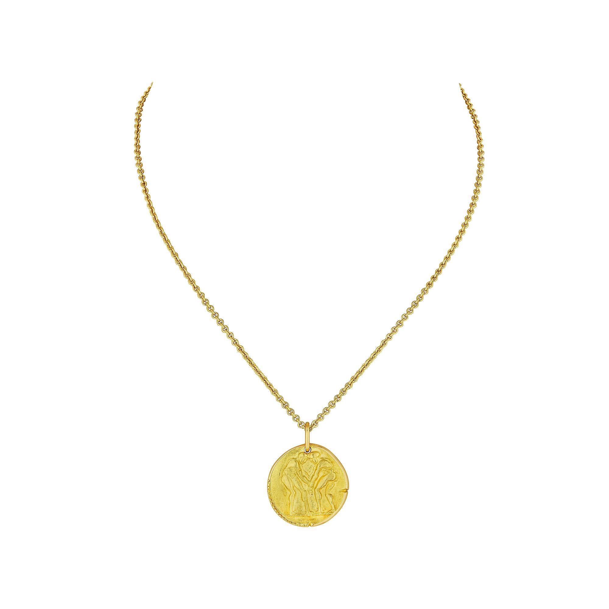 Modernista Van Cleef & Arpels Paris Georges L'Enfant Gemini Ciondolo in oro modernista in vendita