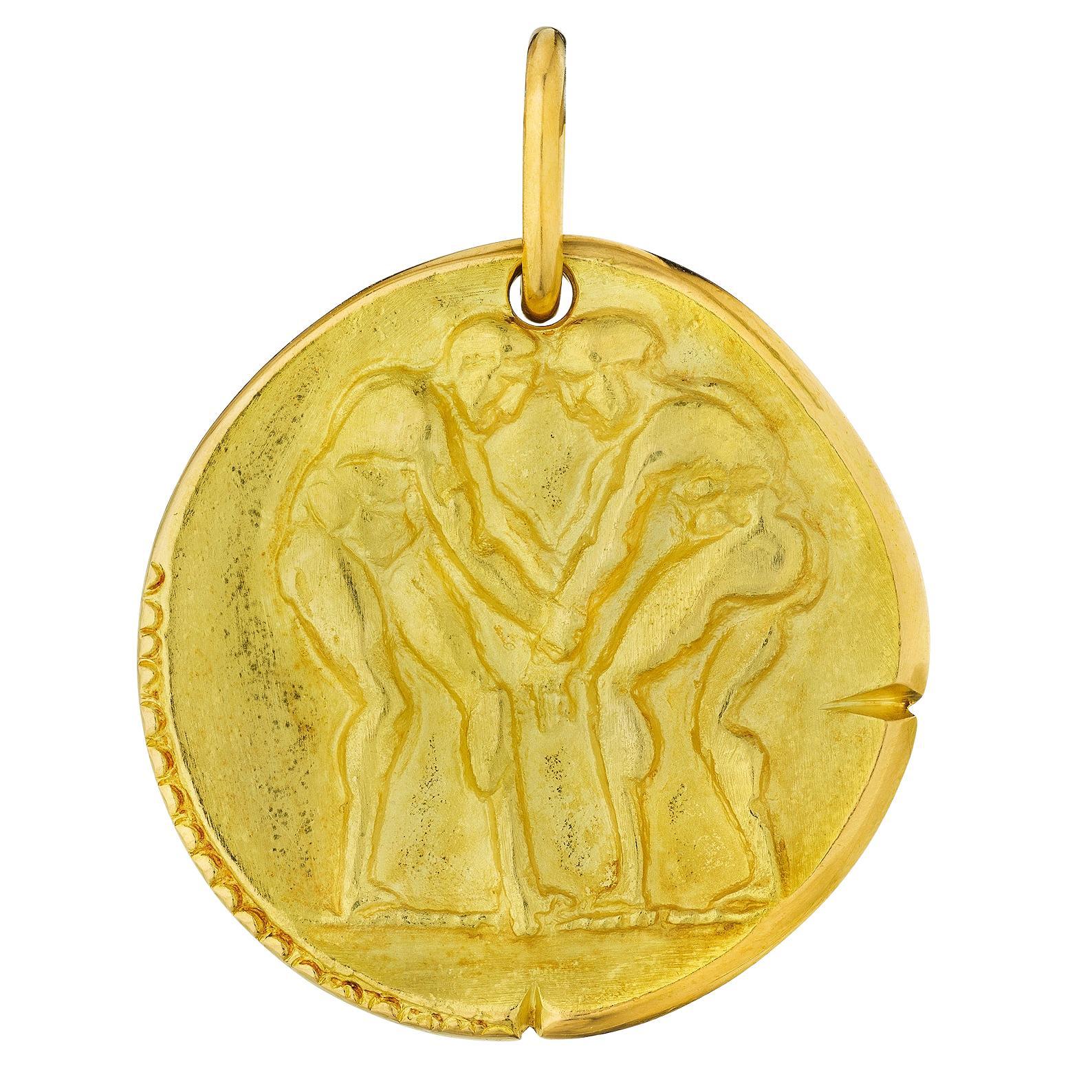 Van Cleef & Arpels Paris Georges L'Enfant Gemini Zodiac Modernist Gold Pendant