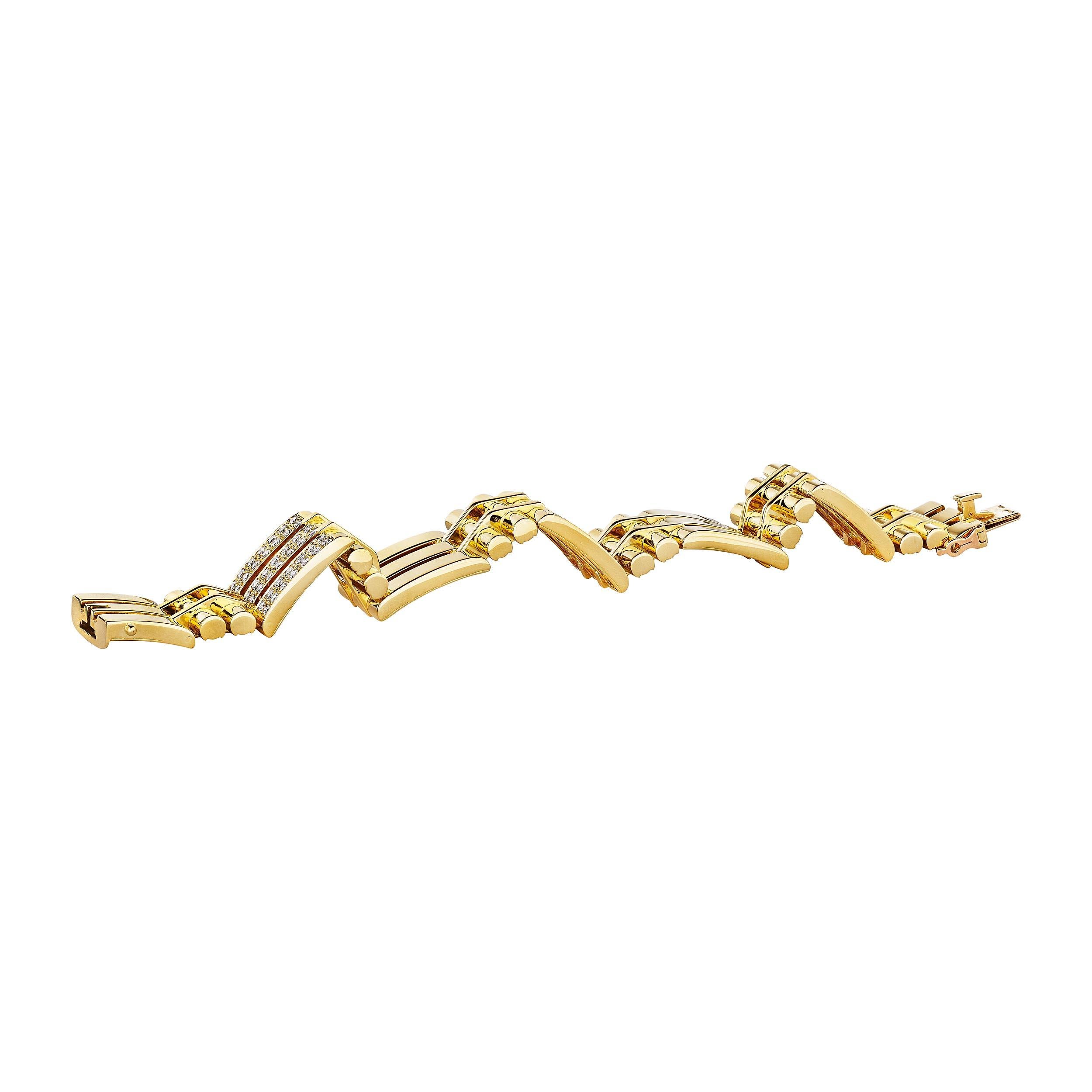 Moderniste Van Cleef & Arpels Paris Georges L'Enfant Bracelet moderniste à maillons en or et diamants en vente