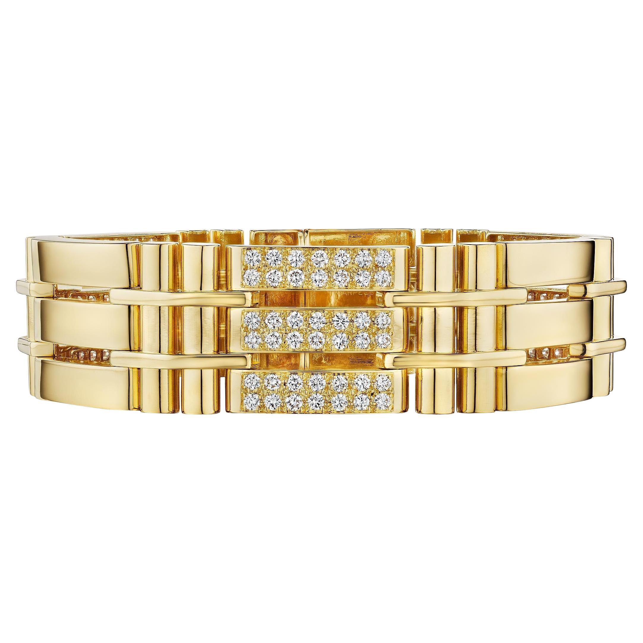 Van Cleef & Arpels Paris Georges L'Enfant Modernist Diamond Gold Link Bracelet