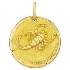 Van Cleef & Arpels Paris Georges L'Enfant Scorpio Zodiac Gold Disc Pendant.