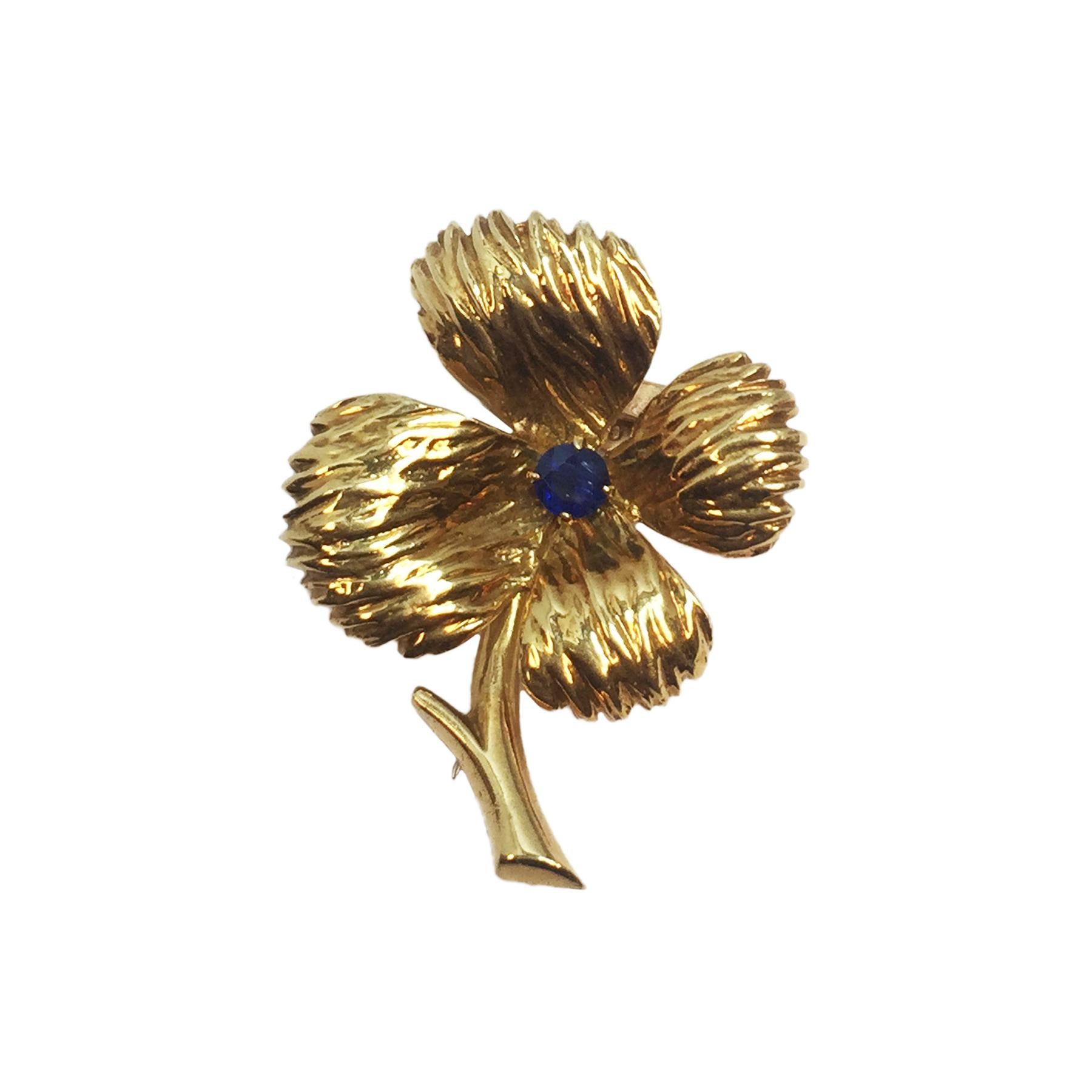 Van Cleef & Arpels Paris Gold and Gem Set Flower Brooch