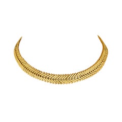 Van Cleef & Arpels Paris Gold Herringbone Link Collar Necklace