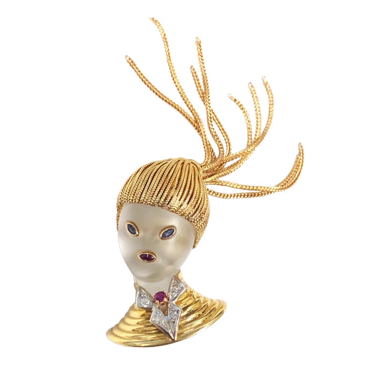 Van Cleef and Arpels Paris Gold Platinum and Crystal and Gem Set