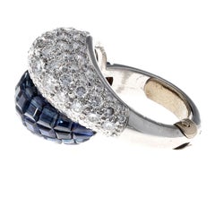 Van Cleef & Arpels Paris Invisibly Set Diamond Sapphire Double Boule Ring