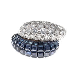 Van Cleef & Arpels Paris Invisibly Set Diamond Sapphire Double Boule Ring