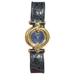 Van Cleef & Arpels Paris Ladies Gold and Lapis Stone Dial Quartz Wristwatch