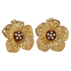 Van Cleef & Arpels Paris Magnolia Flower Clip Earrings