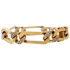 Van Cleef & Arpels Paris Mid-20th Century Diamond and Gold Curb Link Bracelet