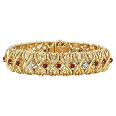 Van Cleef & Arpels Paris Mid-Century Ruby Diamond Gold 'X' Bracelet