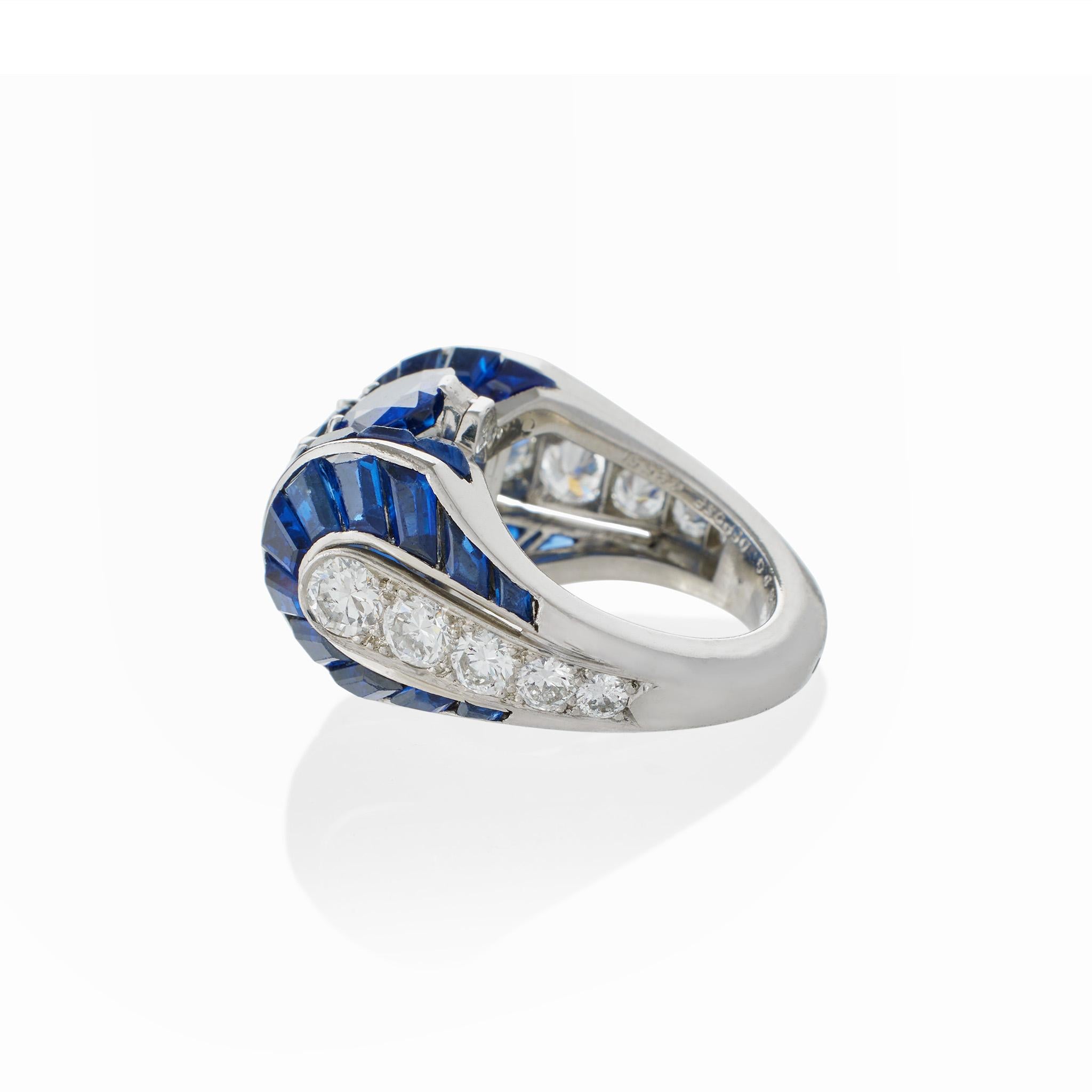 Art Deco Van Cleef & Arpels Paris No-Heat Burma Sapphire Ring For Sale