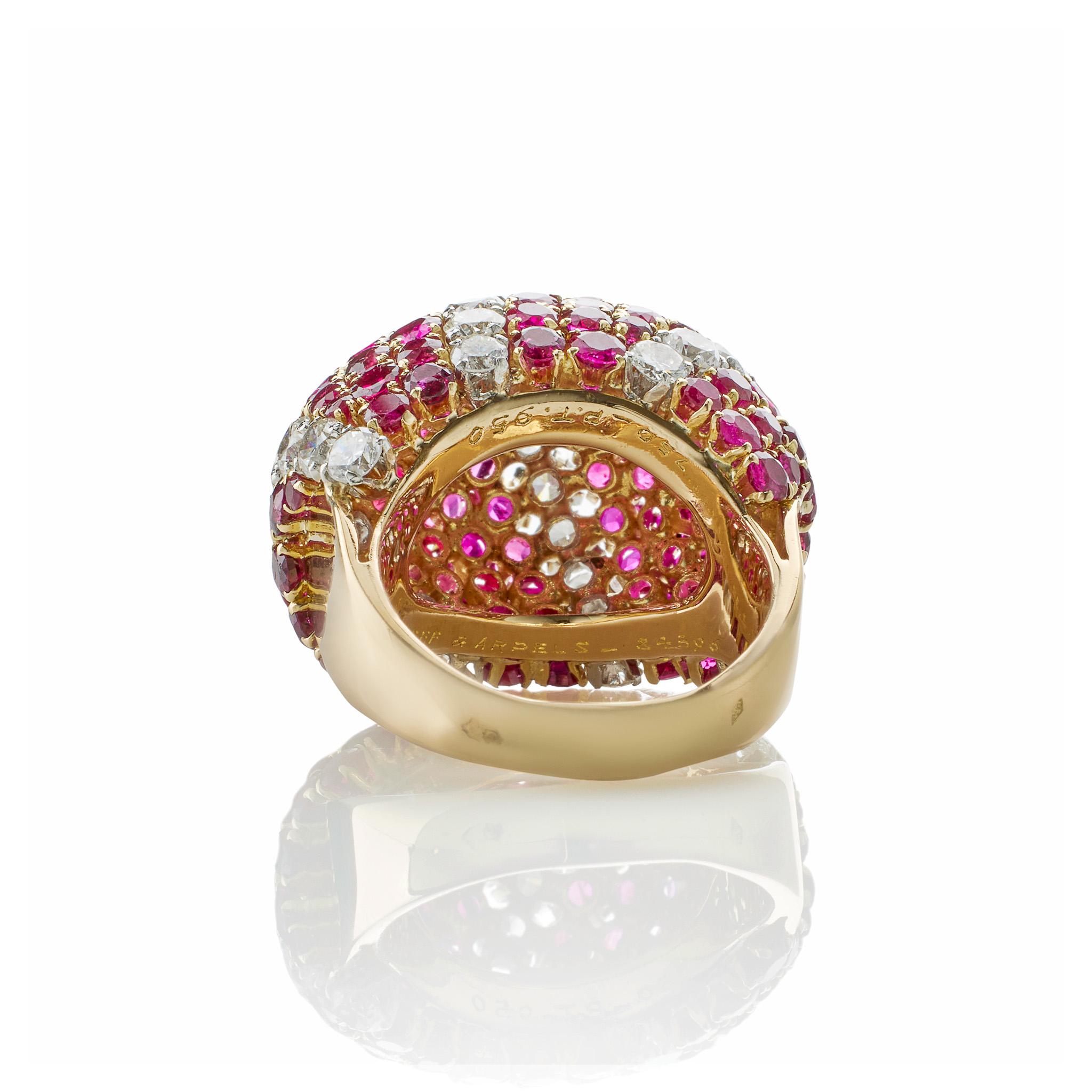 Van Cleef & Arpels Paris Ruby and Diamond Bombé Ring For Sale 2