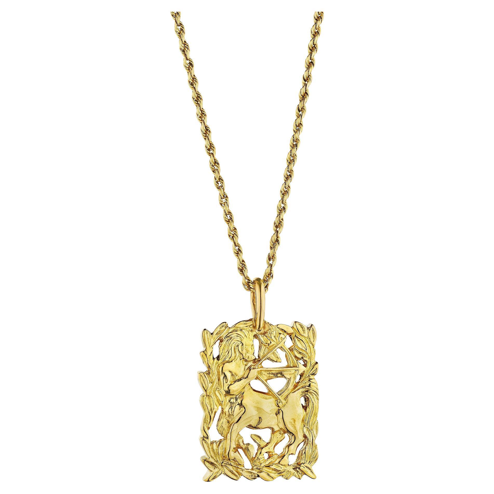 Van Cleef & Arpels Paris Sagittarius Gold Modernist Pendant Necklace