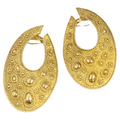 Van Cleef & Arpels Paris Very Large Yellow Gold Textured Earrings