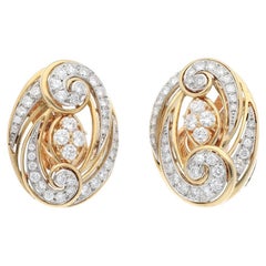 Van Cleef & Arpels Paris Vintage Collection Diamond Gold Arabesque Earclips