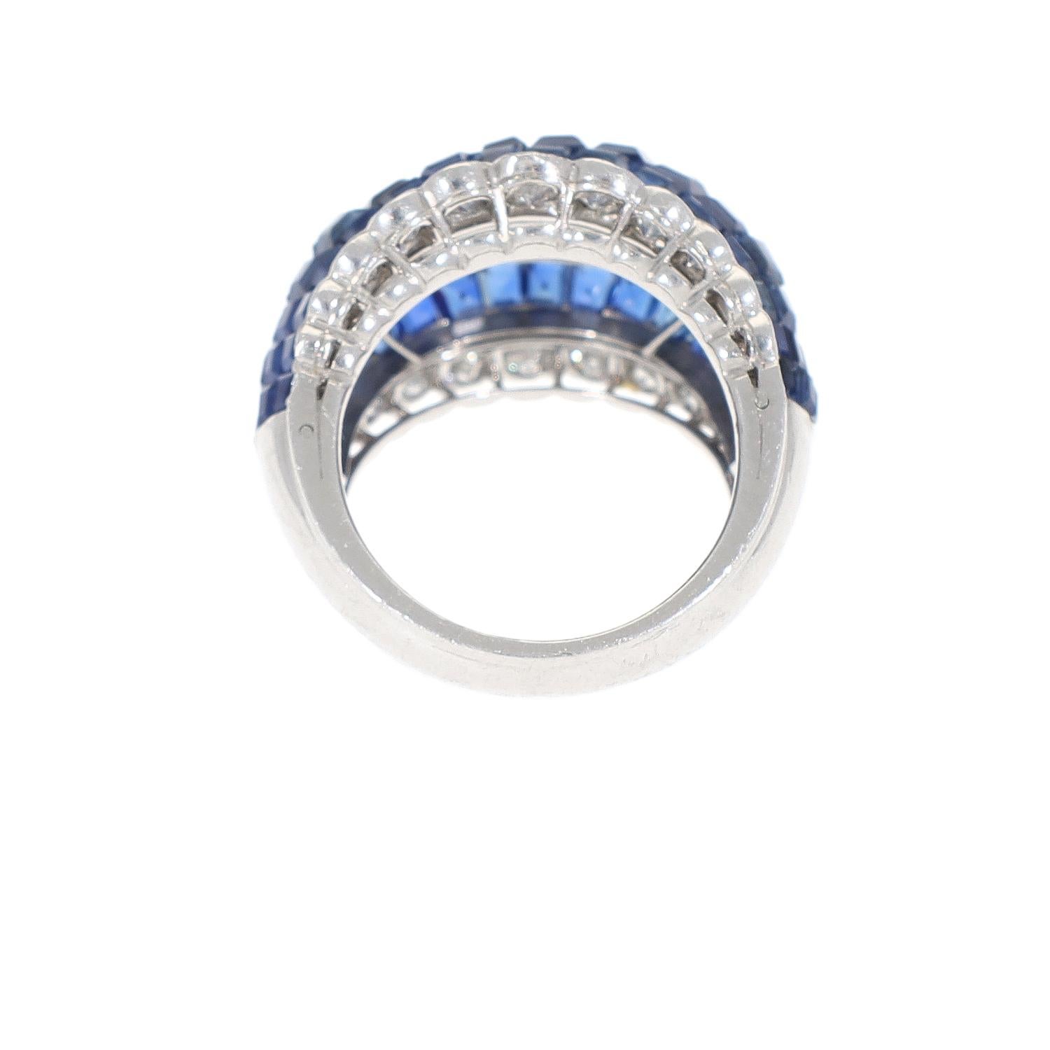 Van Cleef & Arpels Paris Vintage Invisibly Set Diamond Sapphire Boule Ring (Moderne) im Angebot