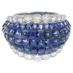 Van Cleef & Arpels Paris Vintage Invisibly Set Diamond Sapphire Boule Ring