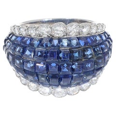 Van Cleef & Arpels París Vintage Anillo Boule engastado invisiblemente con diamantes y zafiros