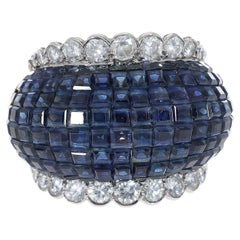 Van Cleef & Arpels Paris Vintage Invisibly Set Diamond Sapphire Large Boule Ring