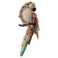 Van Cleef & Arpels Paris Vintage Multi Gem Diamond Parrot of Splendor Brooch